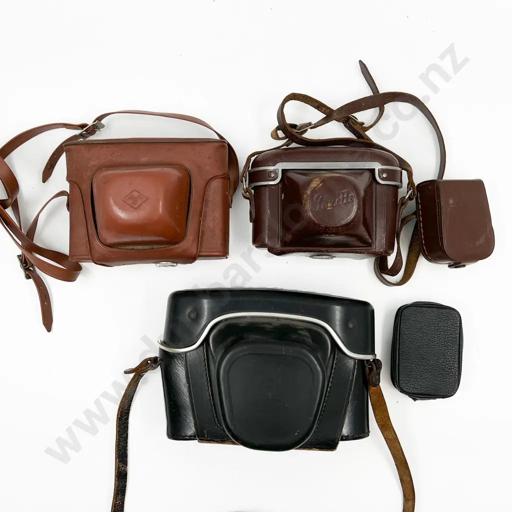 Three Rangefinder Film Cameras with Leather Cases Image 1++