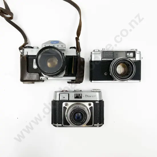 Two Rangefinder & One SLR Film Cameras with Leather Cases