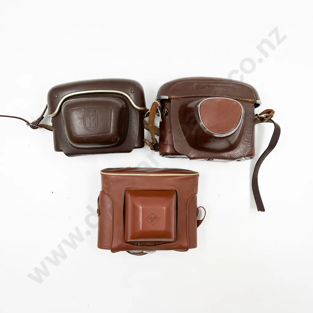 Three Rangefinder Film Cameras with Leather Cases Image 1++