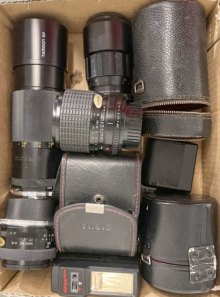 Assortment of Various Camera Lenses & Flashes Image 1++