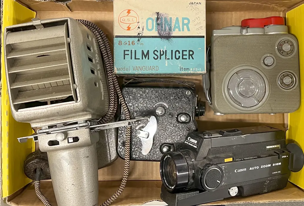 Projector & Three 8mm Film Video Cameras Image 1++