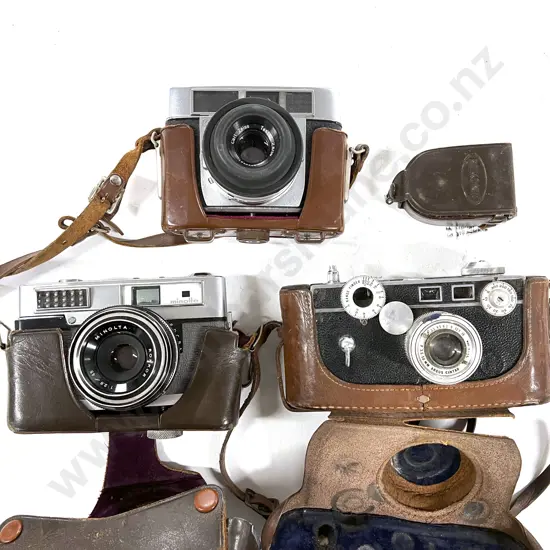 Three Cased Cameras with Two Light Meters