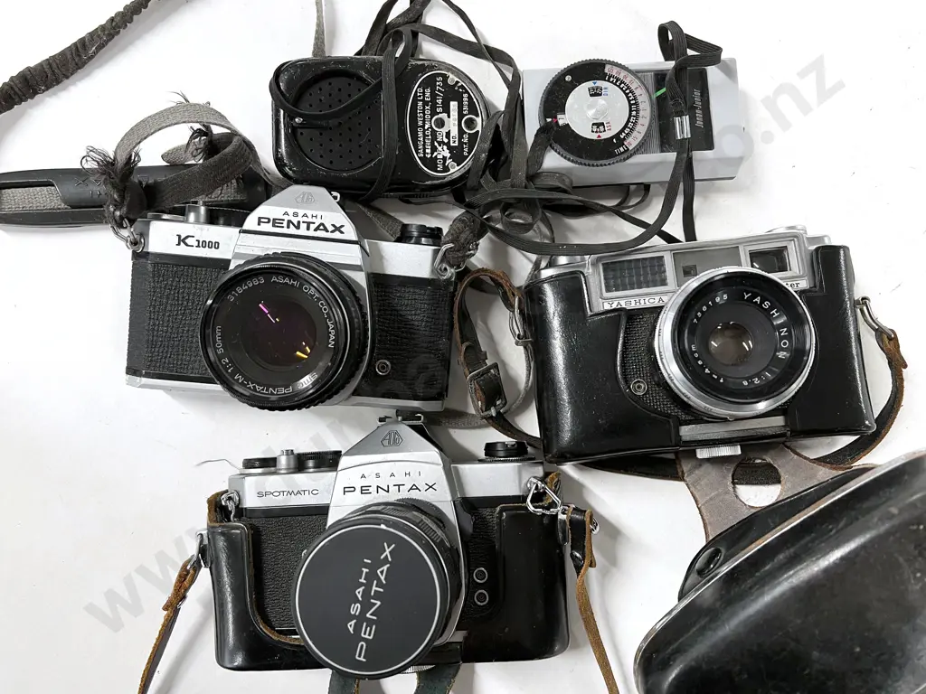 Yashika Minister with Asahi Pentax Super-Takumar and Two Light Meters Image 1++