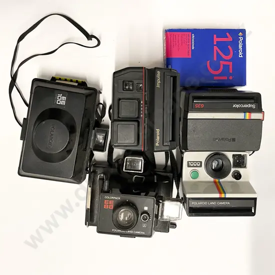 Five Various Instant Cameras with Film