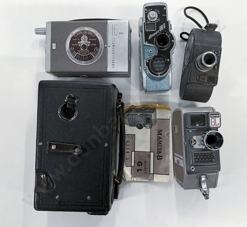 Five Movie Cameras Including Bauer 88B and Bell & Howell Autoload Image 1++