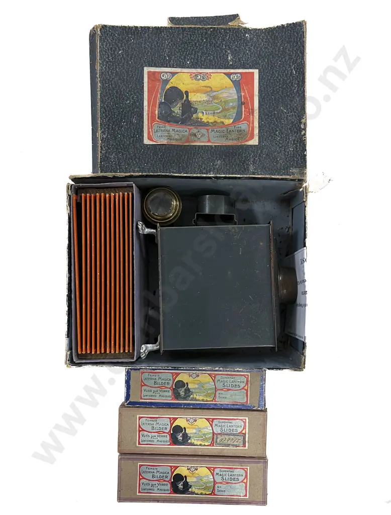Antique Magical Lamp with Slides and Three Boxes Image 1++