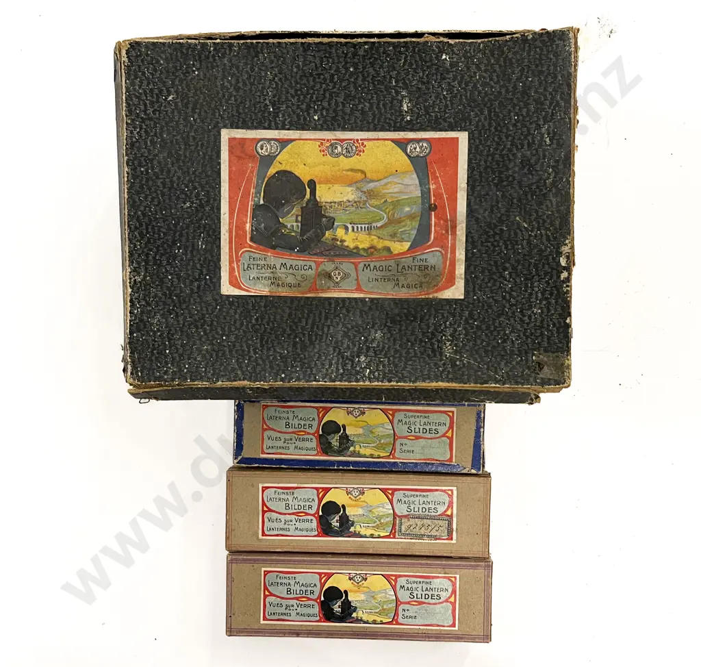 Antique Magical Lamp with Slides and Three Boxes Image 1++