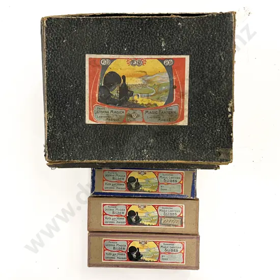 Antique Magical Lamp with Slides and Three Boxes
