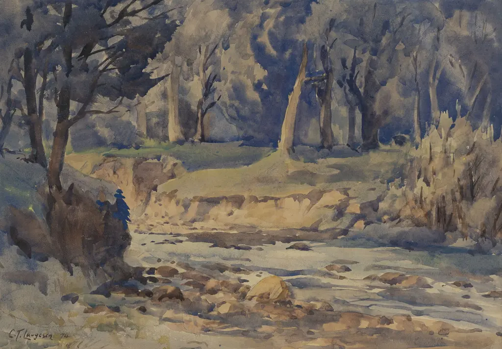 Carl Laugesen (1900 - 87) - Bush Creek Near Featherston Image 1++