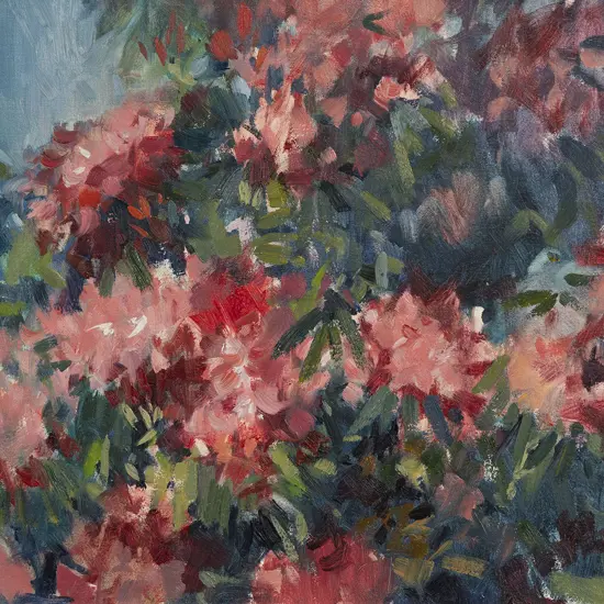 Brian Badcock (b 1952) - Crimson Goldsworth Rhododendrons