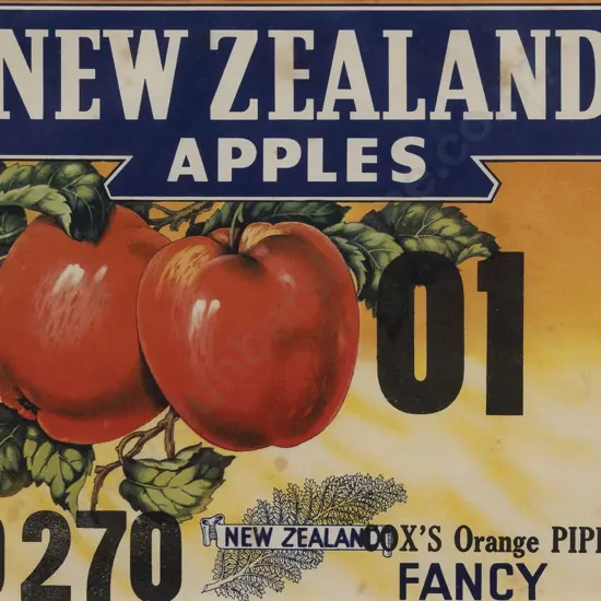 New Zealand Apples Original Box Label