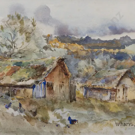 Jane Wimperis (1838 - 1927) - Whares at Paikakiriki