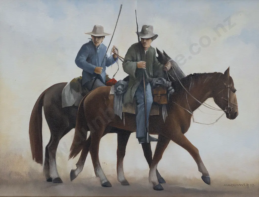 Philip Markham (b 1939) - Musterers on Mt Nicholas (Diptych) Image 1++