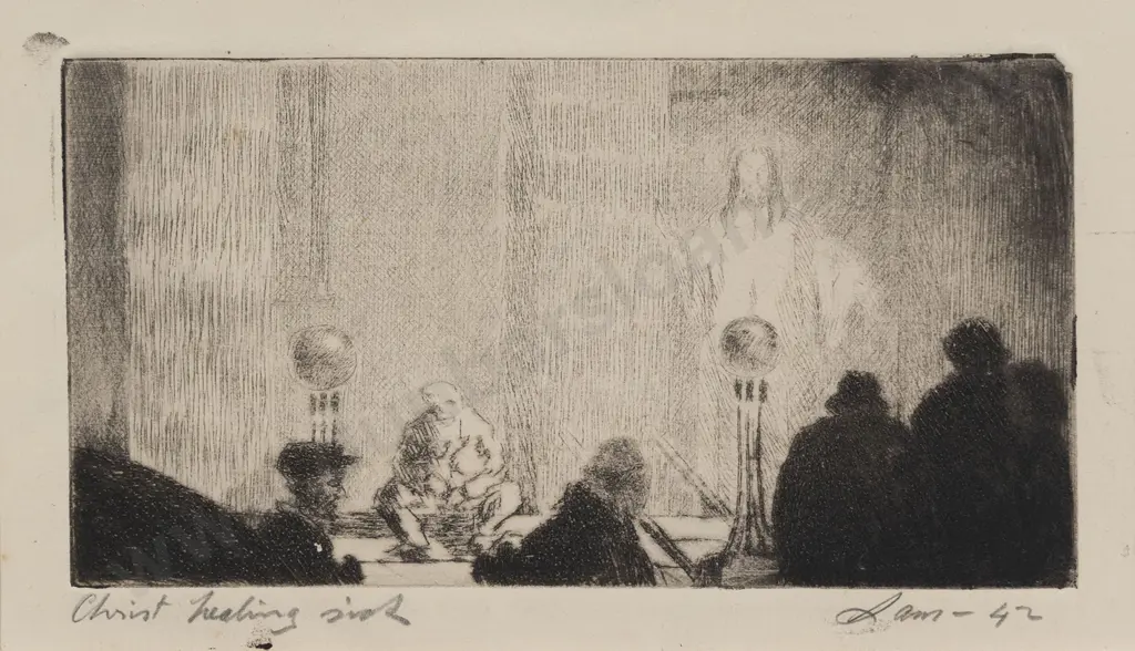 Sam Cairncross (1913-76) - Christ Healing Sick Image 1++