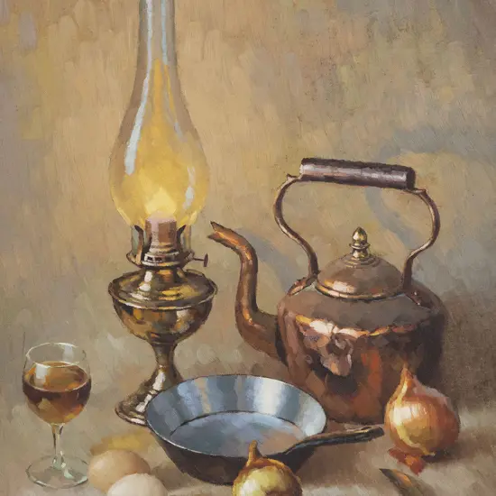Arthur O'Mant (South African) - Still Life with Copper Kettle