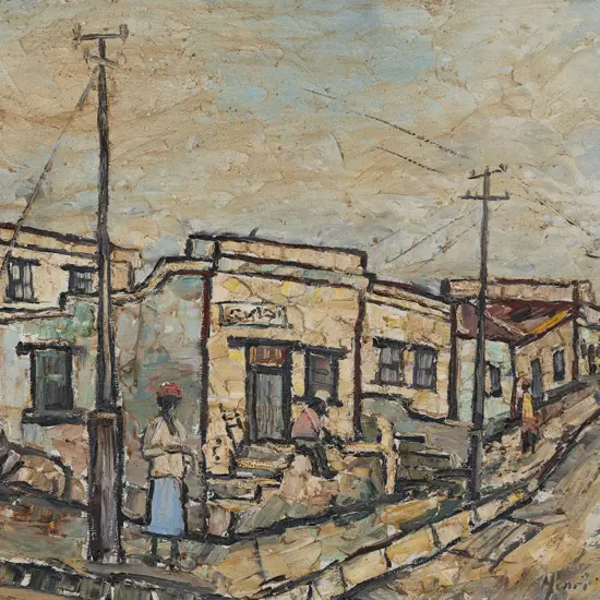 Henri Du Rand (South African) -Street Scene District Six Cape Town
