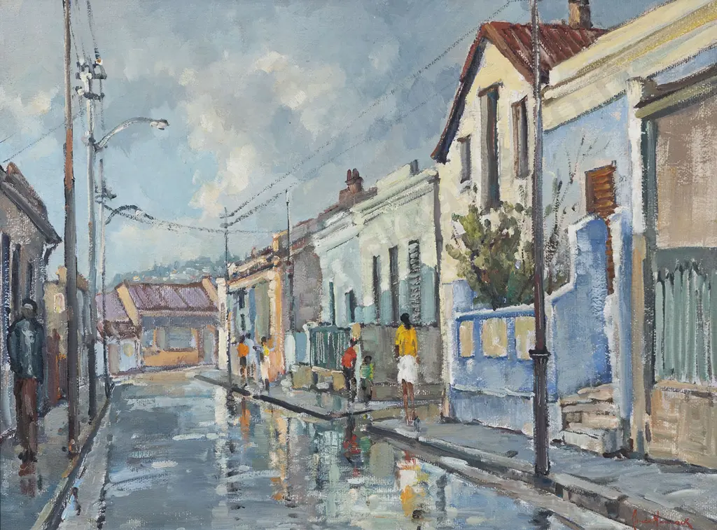 Bruce Hancock (South African 1912-90) - Street Scene District Six Cape Town Image 1++