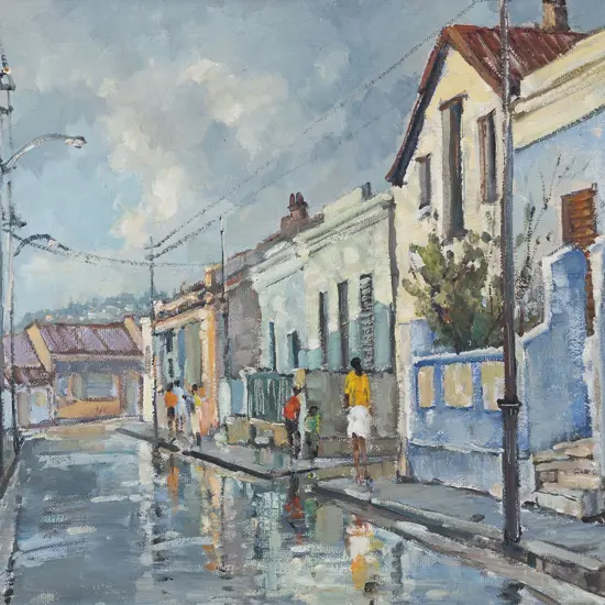 Bruce Hancock (South African 1912-90) - Street Scene District Six Cape Town