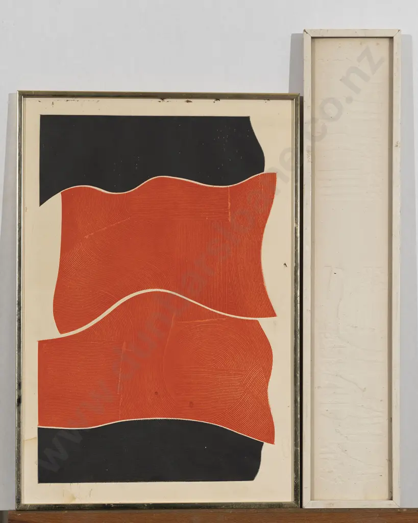 John Drawbridge (1930 - 2005) - Red Wave & Wall Project No IV (2) A/F Image 1++