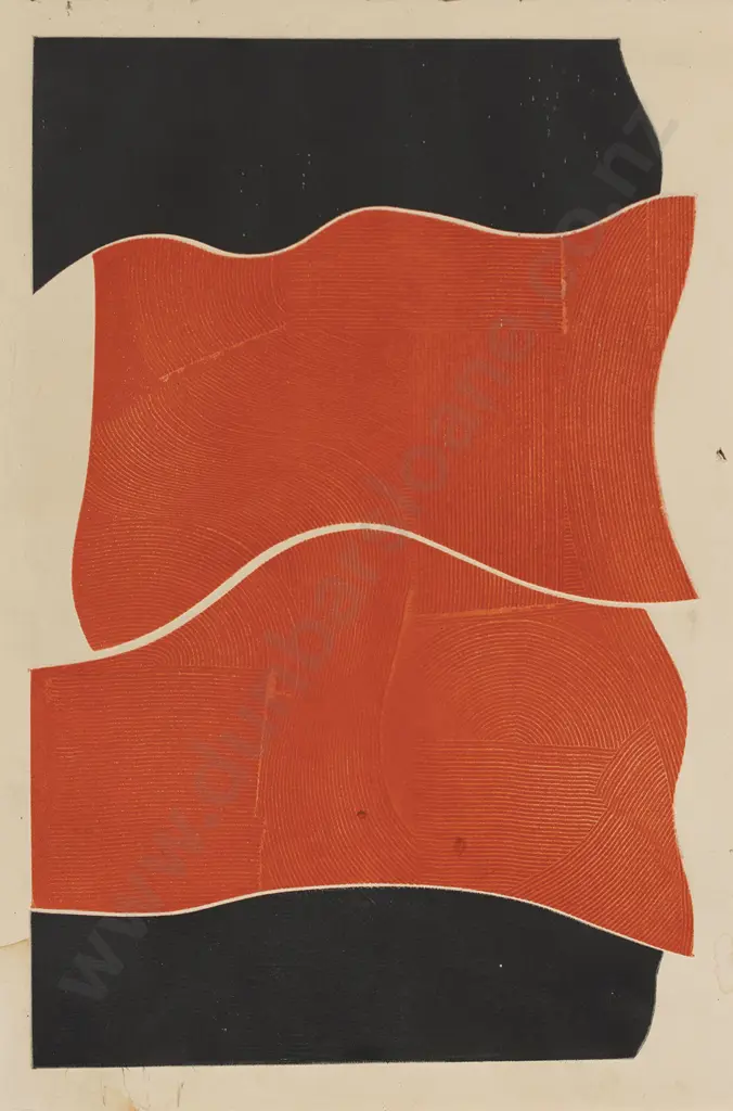 John Drawbridge (1930 - 2005) - Red Wave & Wall Project No IV (2) A/F Image 1++