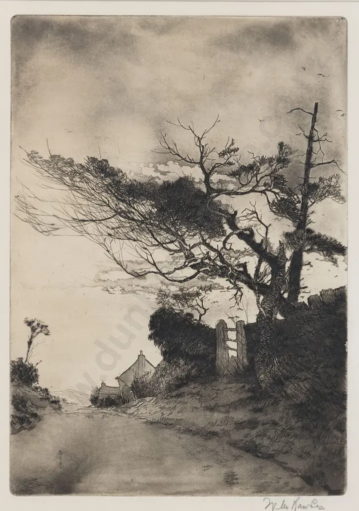 Willie Rawson (British 1865 - 1949) - A Windswept Lane Image 1++
