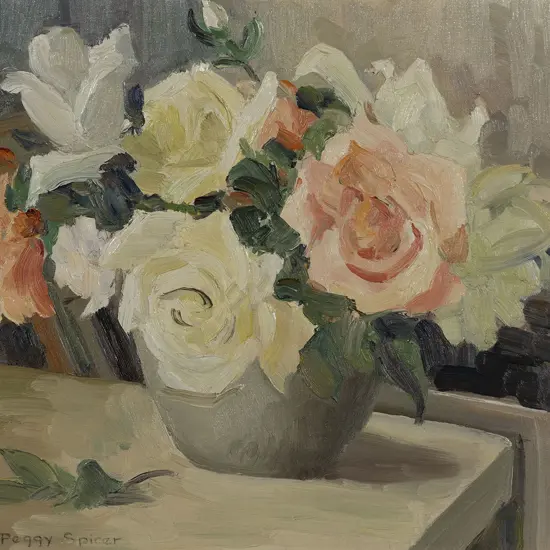 Peggy Spicer (1908 - 84) - Floral Still Life with Roses