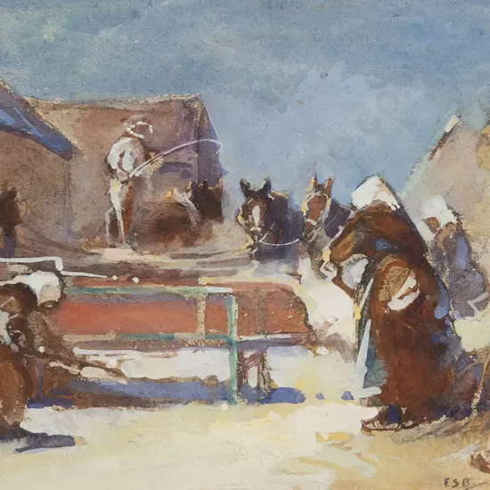 Esther Studholme Hope (1885 - 1975) - Breton Village Scene