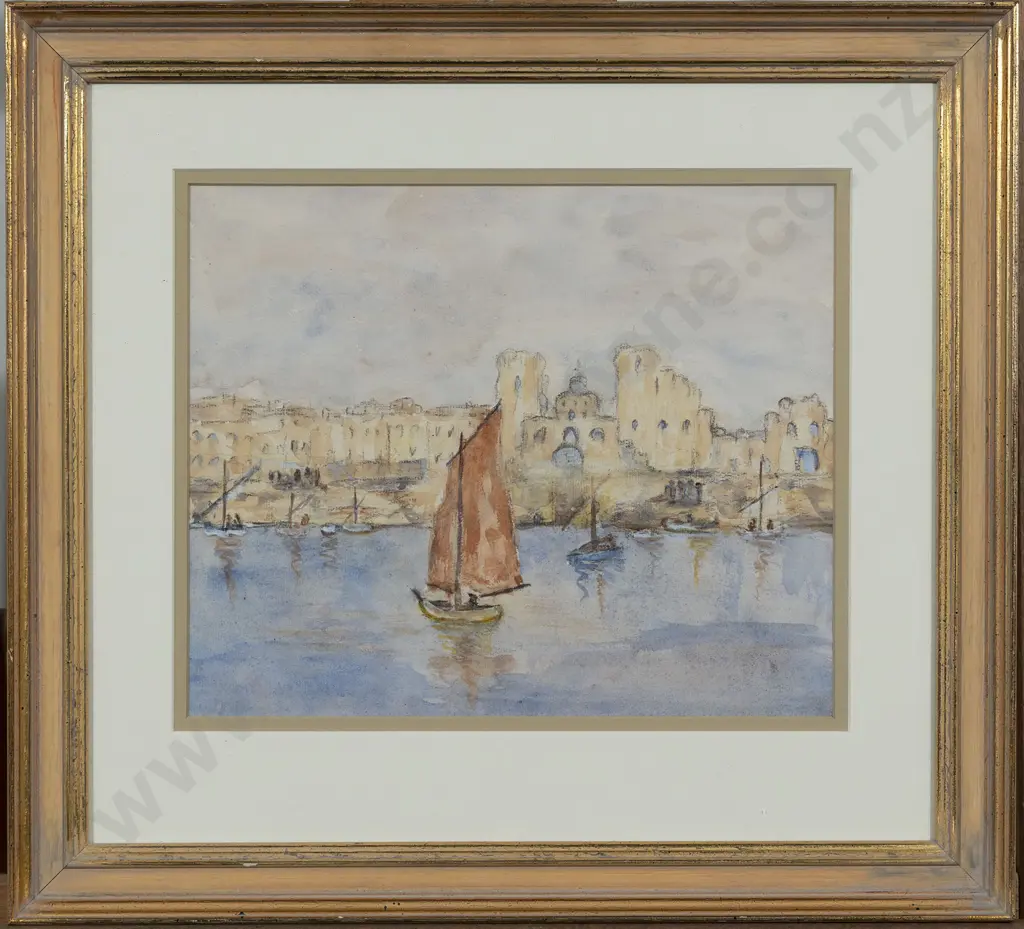 Attrib. Maude Burge (1865 - 1957) - European Harbour Scene Image 1++