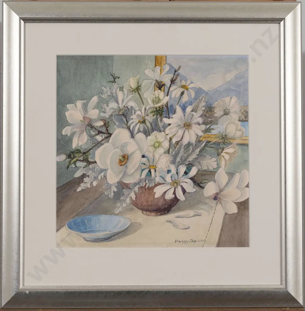 Peggy Spicer (1908 - 84) - Floral Still Life with Magnolias Image 1++