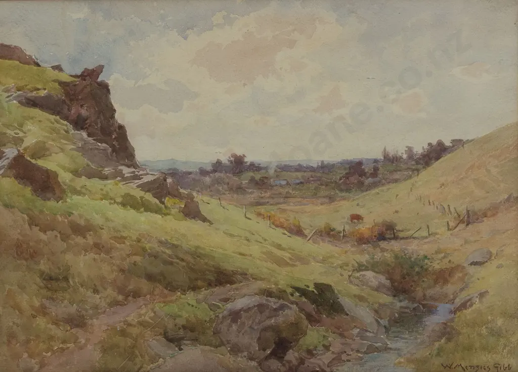 William Menzies Gibb (1859 - 1931) - Looking Down The Valley St Martins Image 1++