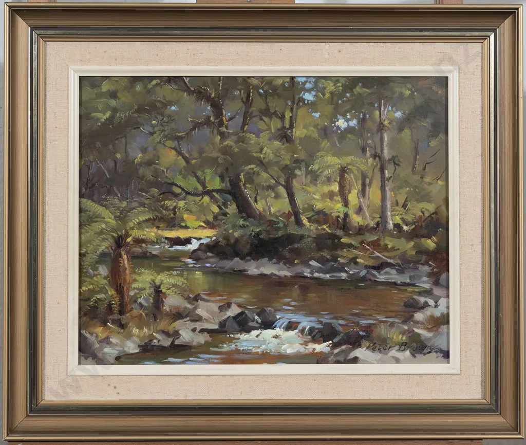 Peter Brown (1921-2005) - Te Hoe Stream Whirinaki Forest Image 1++