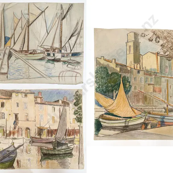John Weeks (1888 - 1965) - Three Coloured Pastel Sketches (unframed)