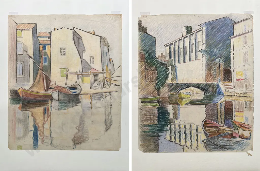 John Weeks (1888 - 1965) - Two Coloured Pastel Sketches (unframed) Image 1++