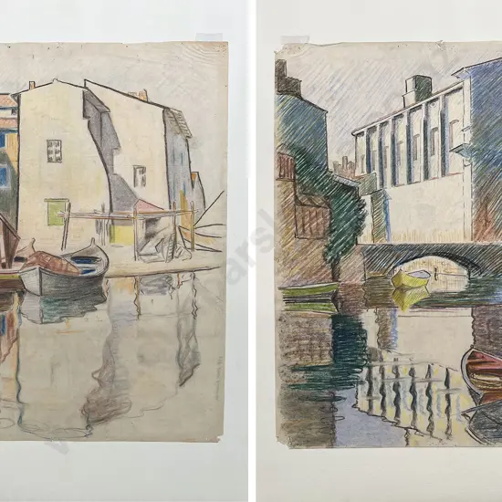 John Weeks (1888 - 1965) - Two Coloured Pastel Sketches (unframed)