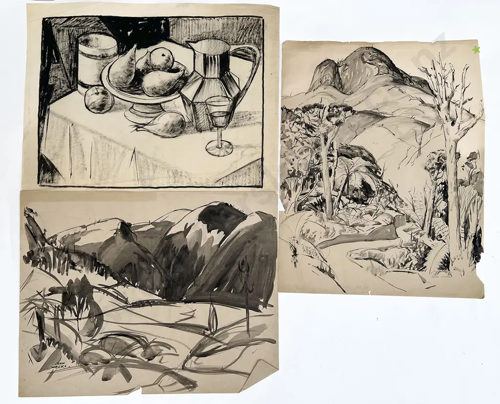 John Weeks (1888 - 1965) - Three Various Sketchbook Studies (unframed) Image 1++