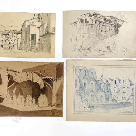 John Weeks (1888 - 1965) - Six Various Sketchbook Studies (unframed)