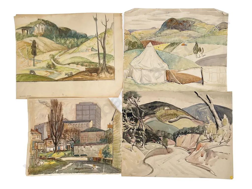 John Weeks (1888 - 1965) - Four Watercolour Sketches (unframed) Image 1++