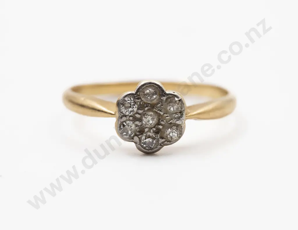 Victorian 18ct Seven Stone Floret Cluster Diamond Ring Image 1++