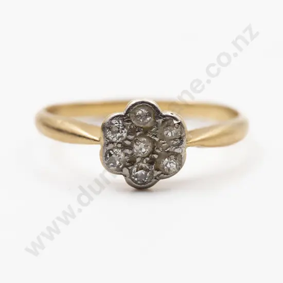 Victorian 18ct Seven Stone Floret Cluster Diamond Ring