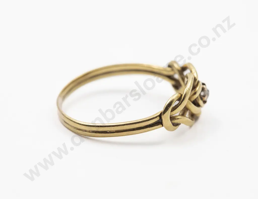 Victorian 18ct Single Diamond 'Love Knot' Ring Image 1++