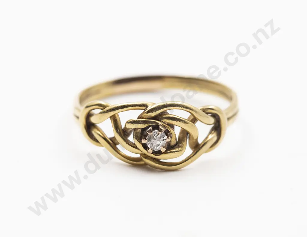 Victorian 18ct Single Diamond 'Love Knot' Ring Image 1++