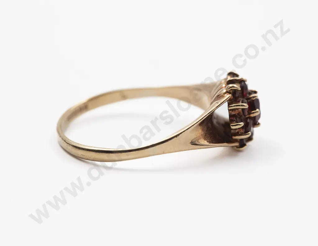 9ct 13stone Garnet Floral Cluster Ring Image 1++