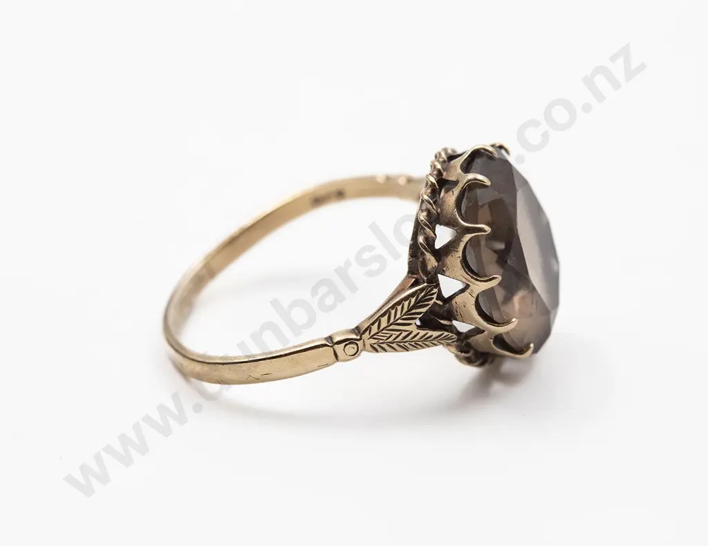 9ct Single Smoky Quartz Dress Ring Image 1++