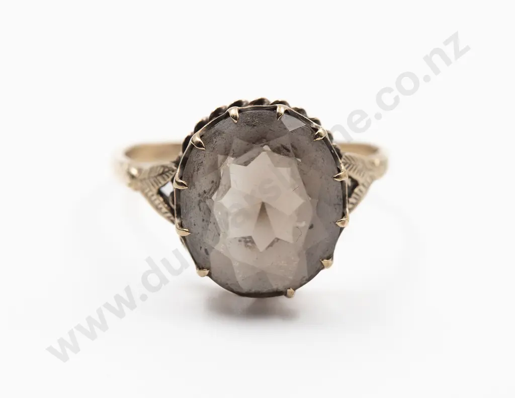 9ct Single Smoky Quartz Dress Ring Image 1++