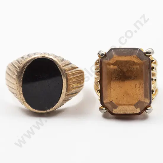 9ct Onyx Oval Panel Gents Dress Ring