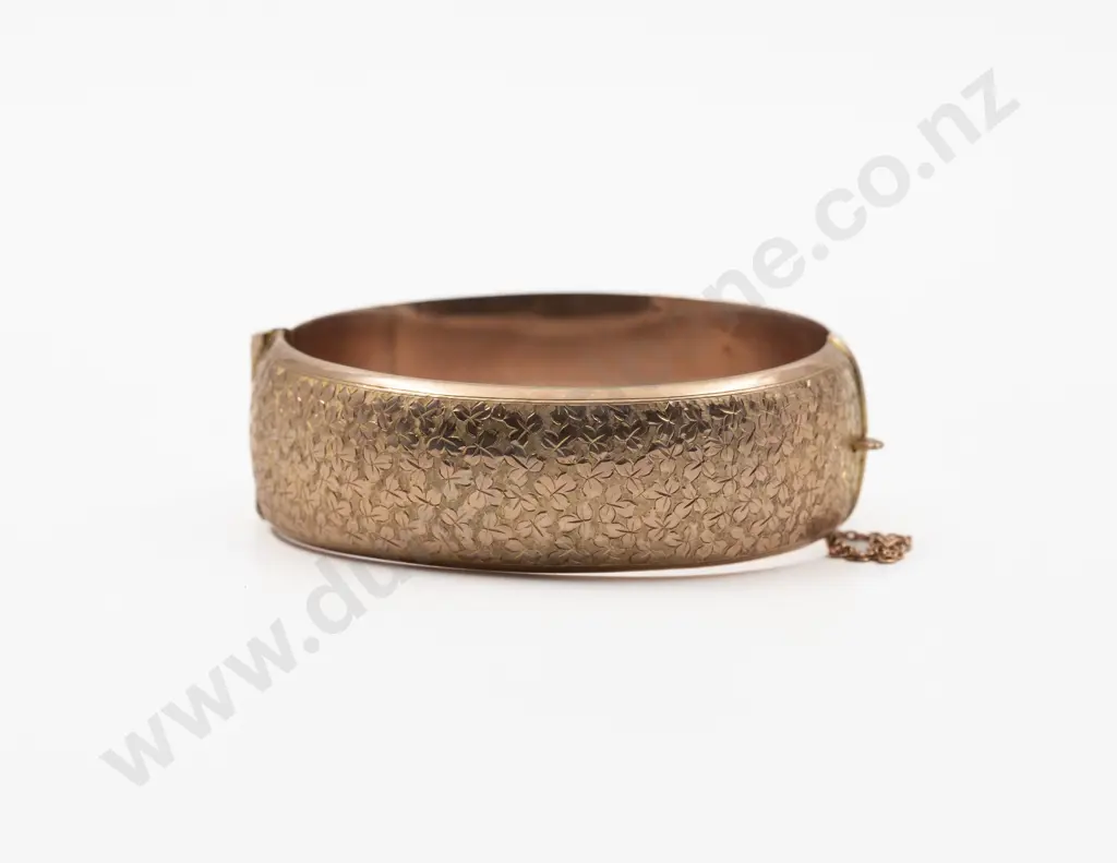 9ct Rose Gold Wide Wax Filled Hinged Snap Bangle Image 1++