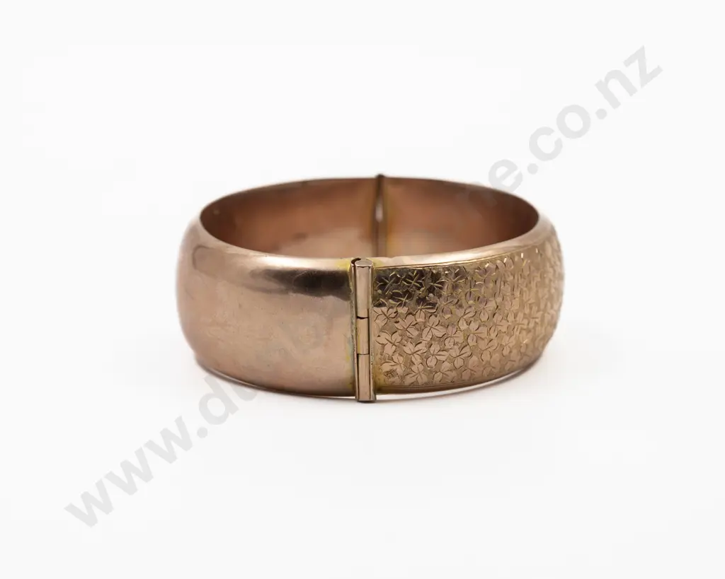 9ct Rose Gold Wide Wax Filled Hinged Snap Bangle Image 1++