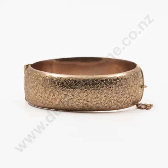 9ct Rose Gold Wide Wax Filled Hinged Snap Bangle