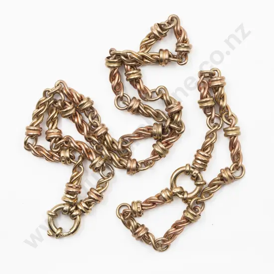 9ct Tri-Colour Gold Fancy Cable Link Neck Chain and Bracelet