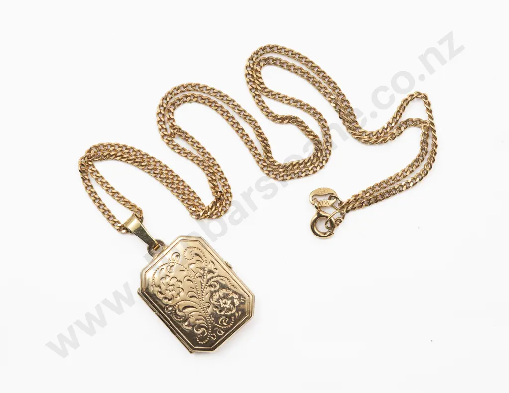 9ct Modern Photo Locket on Fine 9ct Chain Image 1++